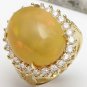 Estate 10.50Ct Natural Ethiopian Opal and Diamond 14K Solid Yellow Gold Ring