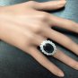 9.10Ct Natural Blue Sapphire & Diamond 14K White Solid Gold Ring