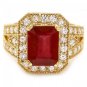 7.40 Carats Natural Red Ruby and Diamond 14K Solid Yellow Gold Ring