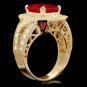 7.40 Carats Natural Red Ruby and Diamond 14K Solid Yellow Gold Ring