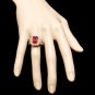 7.40 Carats Natural Red Ruby and Diamond 14K Solid Yellow Gold Ring
