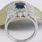 2.70Ct Natural Blue Sapphire & Diamond 14K Solid White Gold Ring