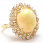 8.65Ct Natural Ethiopian Opal and Diamond 14K Solid Yellow Gold Ring
