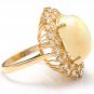 8.65Ct Natural Ethiopian Opal and Diamond 14K Solid Yellow Gold Ring