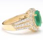 3.88 Carats Natural Emerald & Diamond 14K Solid Yellow Gold Ring
