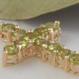 1.20Ct Natural Peridot 14K Solid Yellow Gold Cross Pendant Necklace