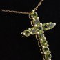 1.20Ct Natural Peridot 14K Solid Yellow Gold Cross Pendant Necklace
