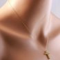 1.20Ct Natural Peridot 14K Solid Yellow Gold Cross Pendant Necklace