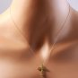 1.20Ct Natural Peridot 14K Solid Yellow Gold Cross Pendant Necklace