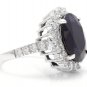 13.50Ct Natural Blue Sapphire & Diamond 14K White Solid Gold Ring
