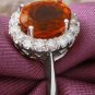 2.55Ct Natural Madeira Citrine and Diamond 14K Solid White Gold Ring