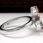 1.75Ct Natural Multi-Color Sapphire & Diamond 14K Solid White Gold Flower Ring