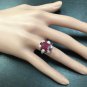 7.45 Carats Natural Red Ruby and Diamond 14K Solid White Gold Ring