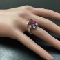 7.45 Carats Natural Red Ruby and Diamond 14K Solid White Gold Ring