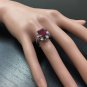 7.45 Carats Natural Red Ruby and Diamond 14K Solid White Gold Ring