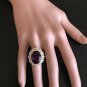 10.40 Carats Natural Amethyst and Diamond 14K Yellow Gold Ring