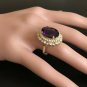 10.40 Carats Natural Amethyst and Diamond 14K Yellow Gold Ring