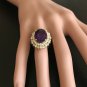 10.40 Carats Natural Amethyst and Diamond 14K Yellow Gold Ring