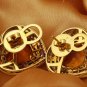 Estate 25.75Ct Natural Madeira Citrine & Diamond 14K Solid Yellow Gold Earrings