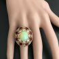 17.40Ct Natural Ethiopian Opal, Ruby and Diamond 14K Solid Rose Gold Ring