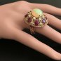 17.40Ct Natural Ethiopian Opal, Ruby and Diamond 14K Solid Rose Gold Ring
