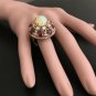 17.40Ct Natural Ethiopian Opal, Ruby and Diamond 14K Solid Rose Gold Ring