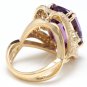 13.30 Carats Natural Amethyst and Diamond 14K Solid Yellow Gold Ring