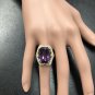 13.30 Carats Natural Amethyst and Diamond 14K Solid Yellow Gold Ring