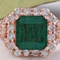 5.20Ct Natural Emerald & Diamond 14K Solid Rose Gold Ring