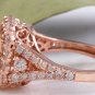 5.20Ct Natural Emerald & Diamond 14K Solid Rose Gold Ring