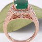 5.20Ct Natural Emerald & Diamond 14K Solid Rose Gold Ring