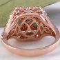 5.20Ct Natural Emerald & Diamond 14K Solid Rose Gold Ring