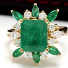 5.05Ct Natural Emerald & Diamond 14K Solid Yellow Gold Ring