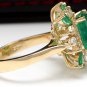 5.05Ct Natural Emerald & Diamond 14K Solid Yellow Gold Ring