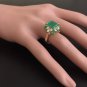 5.05Ct Natural Emerald & Diamond 14K Solid Yellow Gold Ring