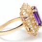 5.80 Carats Natural Amethyst and Diamond 14K Solid Yellow Gold Ring