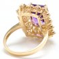 5.80 Carats Natural Amethyst and Diamond 14K Solid Yellow Gold Ring