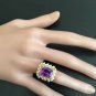 5.80 Carats Natural Amethyst and Diamond 14K Solid Yellow Gold Ring