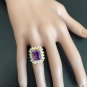 5.80 Carats Natural Amethyst and Diamond 14K Solid Yellow Gold Ring