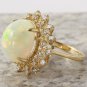 6.90Ct Natural Ethiopian Opal and Diamond 14K Solid Yellow Gold Ring