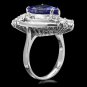 7.20 Carats NATURAL TANZANITE and DIAMOND 14K Solid White Gold Ring