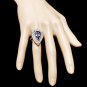 7.20 Carats NATURAL TANZANITE and DIAMOND 14K Solid White Gold Ring
