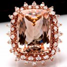 19.20 Carats Natural Morganite and Diamond 14K Solid Rose Gold Ring
