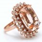 19.20 Carats Natural Morganite and Diamond 14K Solid Rose Gold Ring