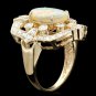 4.20Ct Natural Australian Opal and Diamond 14K Solid Yellow Gold Ring