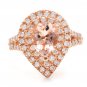 3.40 Carats Natural Morganite and Diamond 14K Solid Rose Gold Ring