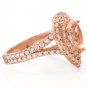 3.40 Carats Natural Morganite and Diamond 14K Solid Rose Gold Ring