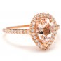 1.40 Carats Natural Morganite and Diamond 14K Solid Rose Gold Ring