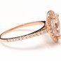 1.40 Carats Natural Morganite and Diamond 14K Solid Rose Gold Ring