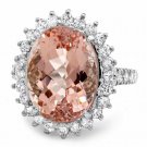 9.20 Carats Natural Morganite and Diamond 14K Solid White Gold Ring